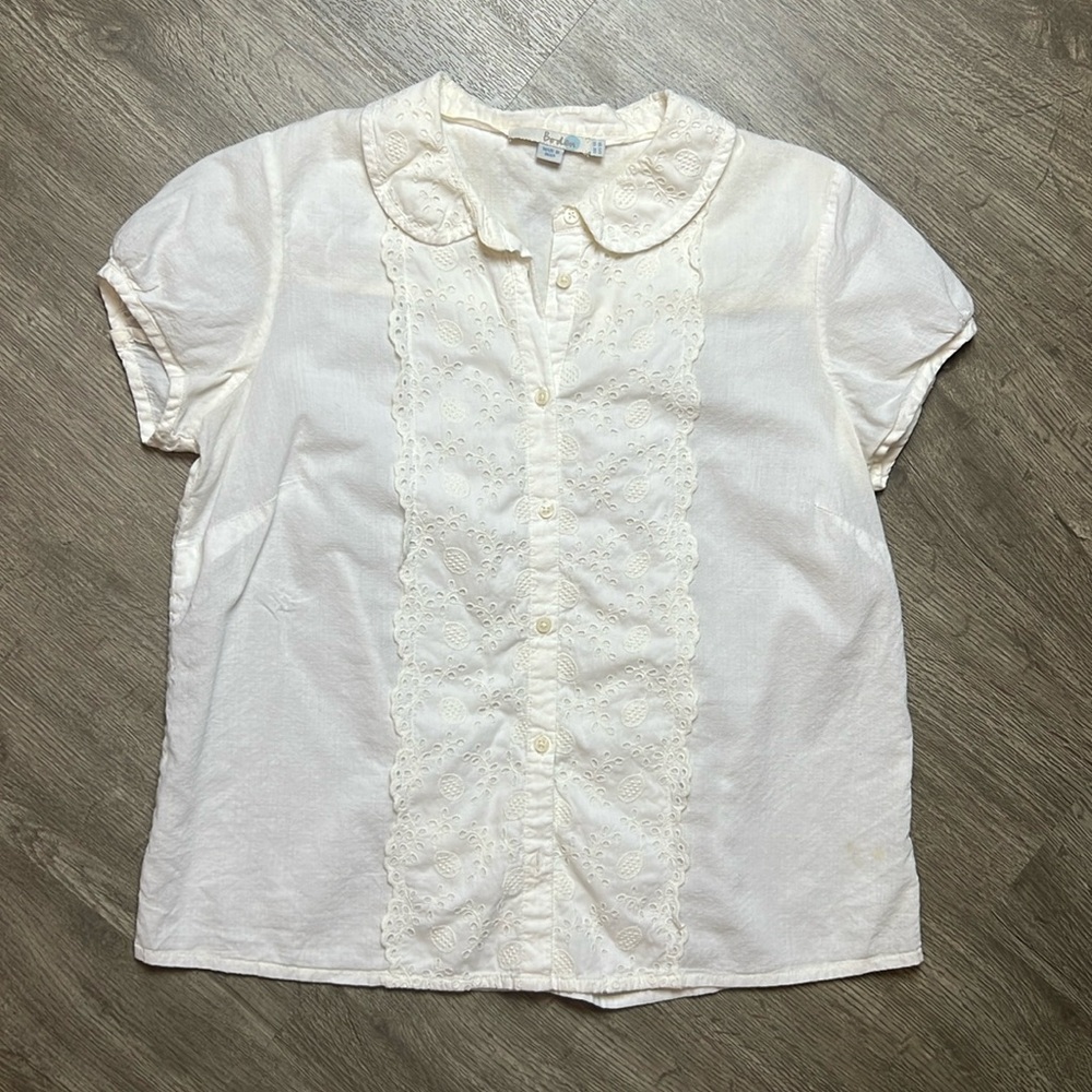 White Lace Trim Blouse